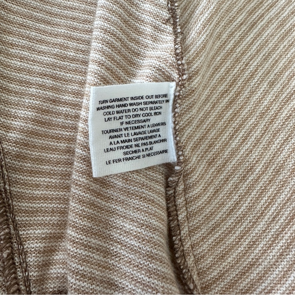 Anthropologie Guinevere Ruffle Trim Cardigan Sweater Women’s XL Beige Stripe - Picture 5 of 5